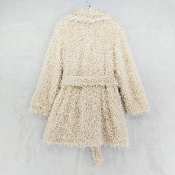Forever 21 Cream Fuzzy Fleece Lapel Jacket Z94 - Picture 5 of 9